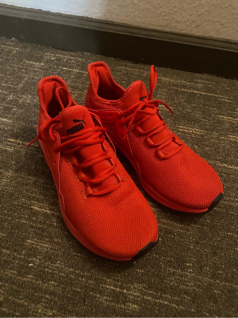 Puma Bright Red Knit Lace-Up Sneakers